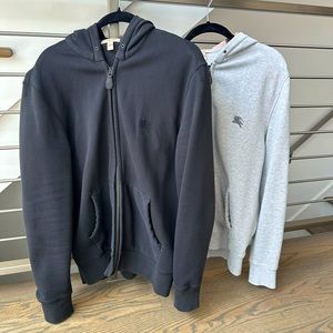 Men's Burberry Gray Check Detail Hooded Sweatshirt